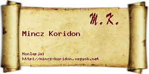 Mincz Koridon névjegykártya